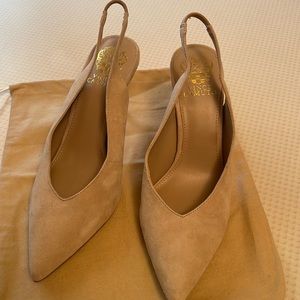 Vince Camuto tan suede slingback pumps with 3 1/2 inch heels in great condition.